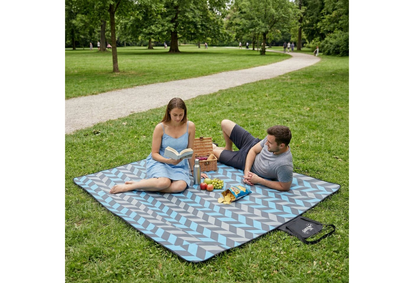 Picknickdecke Thermo-Picknickdecke wasserfest mit Tragegriff 200x200 cm, Thermo – Bild 4 von 5