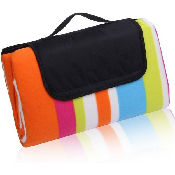 Picknickdecke yourGEAR Stripe XL Picknickdecke 200x200 Camping Fleece Decke wasserdichte & isolierte Stranddecke, yourGEAR