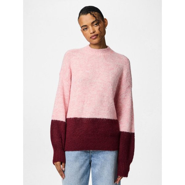 pieces Rundhalspullover PCIVY LS O-NECK COLOR BLOCK KNIT PWP BC Colorblock Design