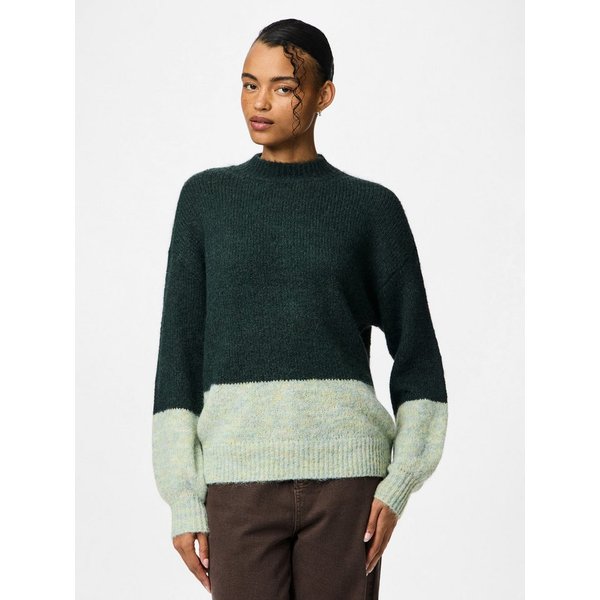 pieces Rundhalspullover PCIVY LS O-NECK COLOR BLOCK KNIT PWP BC Colorblock Design