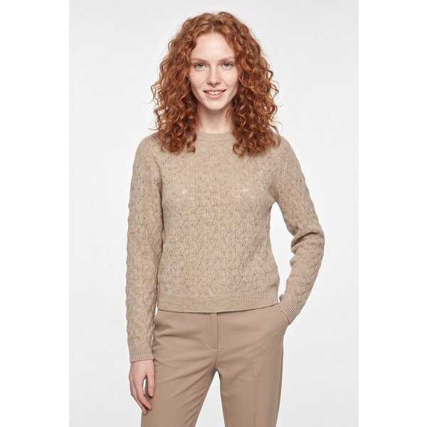 pieces Rundhalspullover PCLELOU LS O-NECK KNIT NOOS BC Materialmix