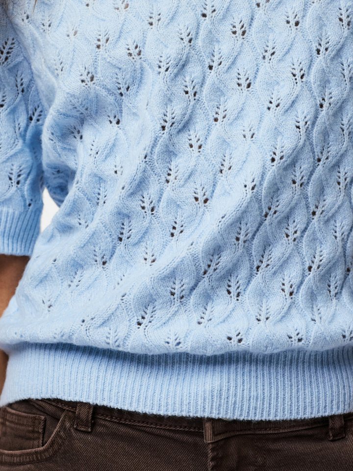 pieces Strickpullover PCLELOU SS O-NECK KNIT NOOS BC mit Ajourmuster – Bild 2 von 5