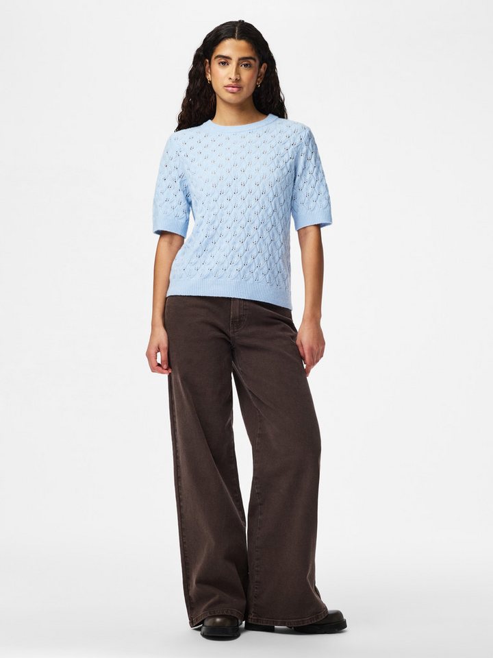 pieces Strickpullover PCLELOU SS O-NECK KNIT NOOS BC mit Ajourmuster – Bild 3 von 5