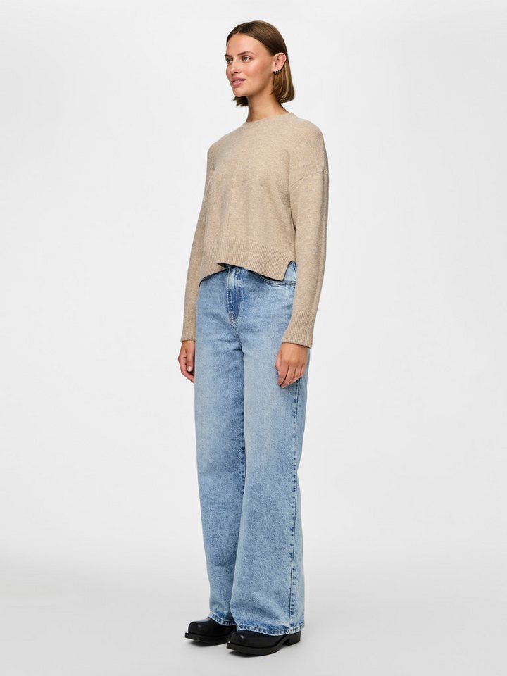 pieces Strickpullover PCMALOU LS O-NECK CUTLINE KNIT NOOS BC – Bild 3 von 5