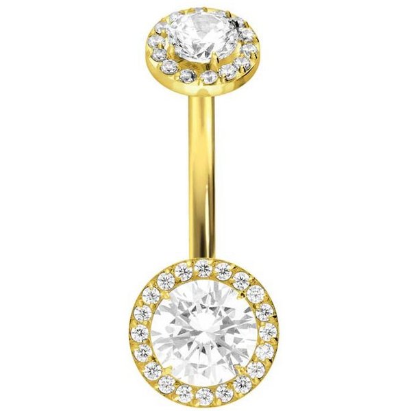 PIERCINGLINE Bauchnabelpiercing Titan Bananabell mit Innengewinde 2 KRISTALLDISCS (Bananabells, 1-tlg)