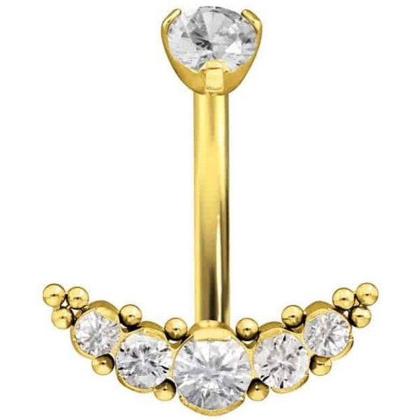 PIERCINGLINE Bauchnabelpiercing Titan Bananabell mit Innengewinde 5 KRISTALLE + KUGELN (Bananabells, 1-tlg)