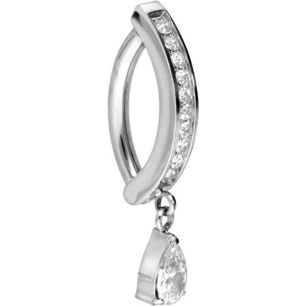 PIERCINGLINE Bauchnabelpiercing Titan Bauchnabelclicker BOGEN + KRISTALLTROPFEN (Clicker, 1-tlg)