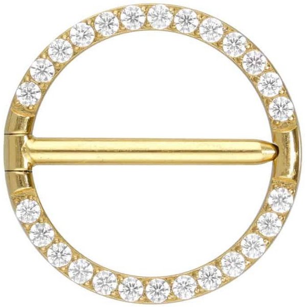 PIERCINGLINE Brustwarzenpiercing Titan Nippelpiercing Clicker RING + EINGEFASSTE KRISTALLE (Clicker, 1-tlg), Brust-, Nippel-Piercing, Titan