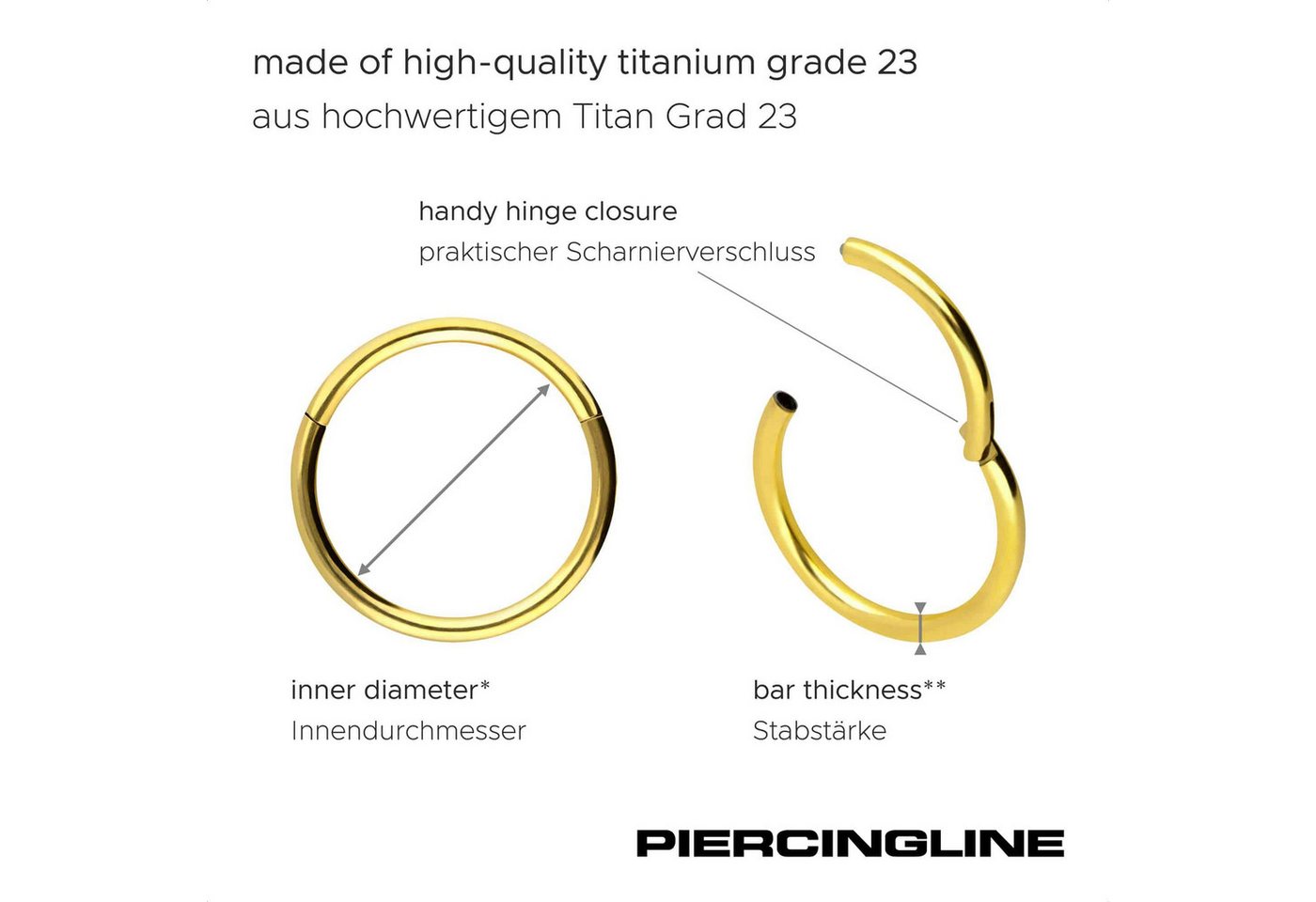 PIERCINGLINE Nasenpiercing Titan Segmentring Clicker Ohrpiercing Septum Nase (Clicker, 1-tlg), Ohrpiercing für Conch, Helix, Tragus, Daith, Lobe – Bild 2 von 5