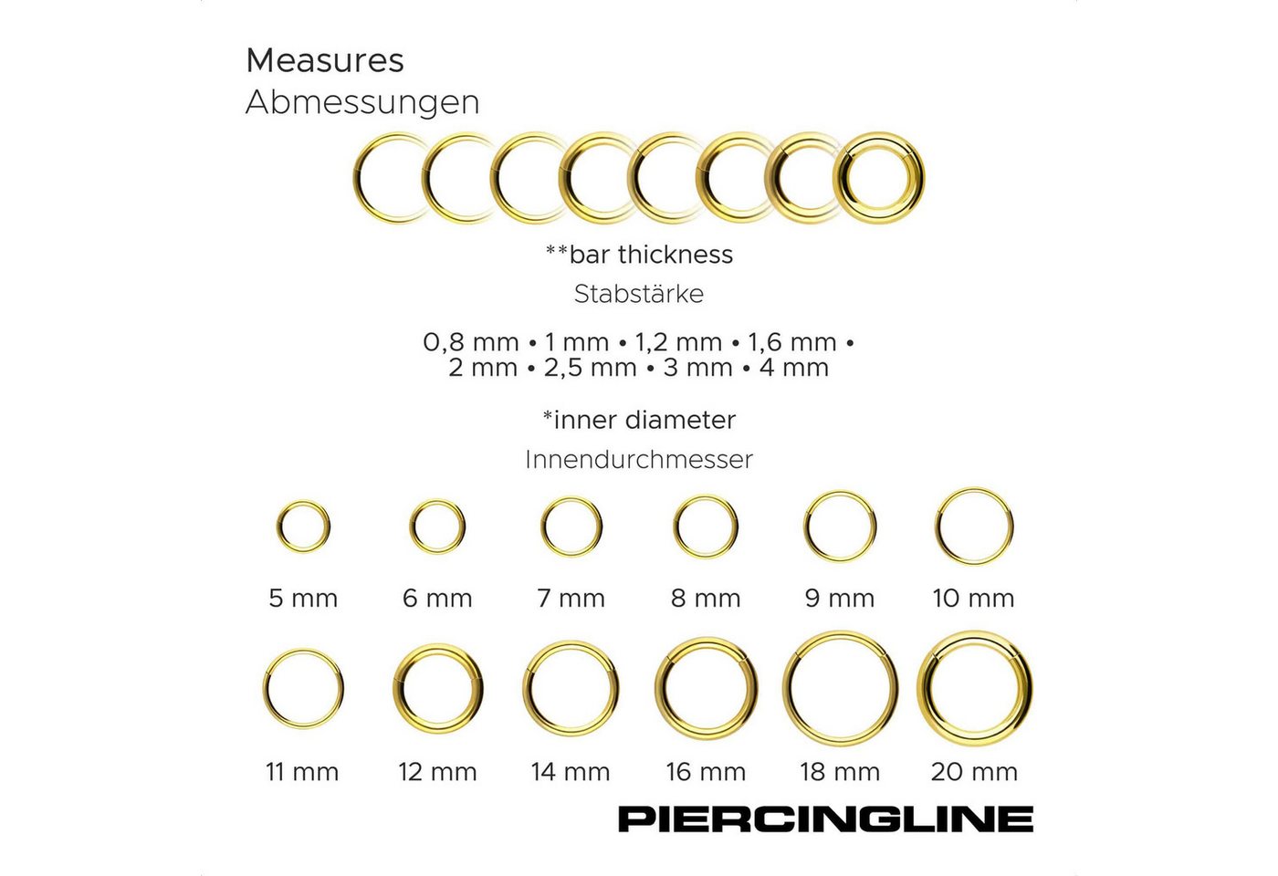 PIERCINGLINE Nasenpiercing Titan Segmentring Clicker Ohrpiercing Septum Nase (Clicker, 1-tlg), Ohrpiercing für Conch, Helix, Tragus, Daith, Lobe – Bild 3 von 5
