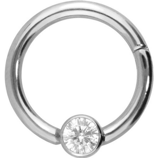 PIERCINGLINE Nasenpiercing Titan Segmentring Clicker FLACHE KRISTALLDISC Ohrpiercing Septum Nase (Clicker, 1-tlg), Ohrpiercing für Conch, Helix, Tragus, Daith, 