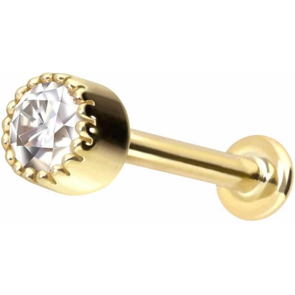 PIERCINGLINE Piercing-Set 14 Karat Gold Labret mit Push Fit MOISSANIT-DISC (Labrets, 1-tlg)