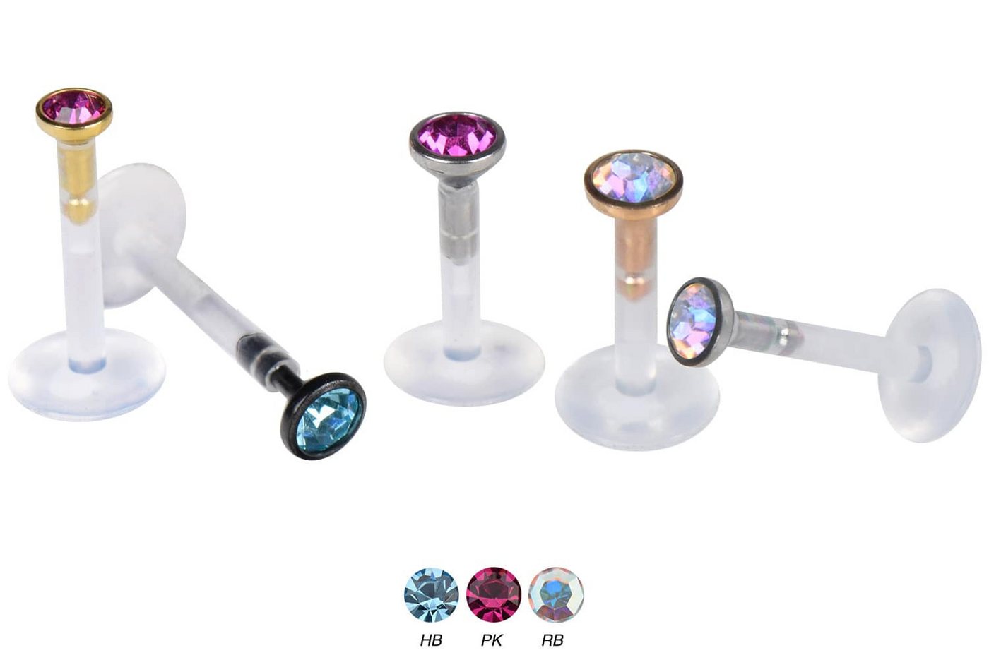 PIERCINGLINE Piercing-Set PMFK Labret mit Plug-in-System - Chirurgenstahl-Aufsatz mit Kristall (Labrets, 1-tlg) – Bild 4 von 4