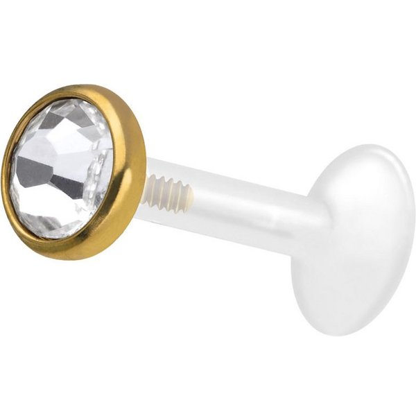 PIERCINGLINE Piercing-Set PTFE Labret mit Innengewinde + Titan-Aufsatz KRISTALLDISC (Labrets, 1-tlg)