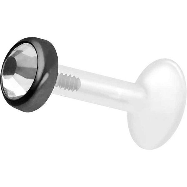 PIERCINGLINE Piercing-Set PTFE Labret mit Innengewinde + Titan-Aufsatz KRISTALLDISC (Labrets, 1-tlg)