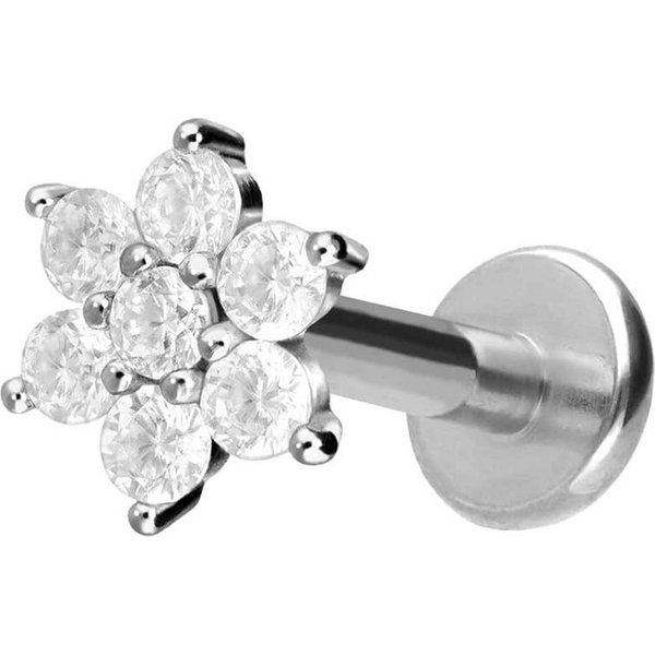 PIERCINGLINE Piercing-Set Titan Labret mit Innengewinde KRISTALLBLUME (Labrets, 1-tlg)