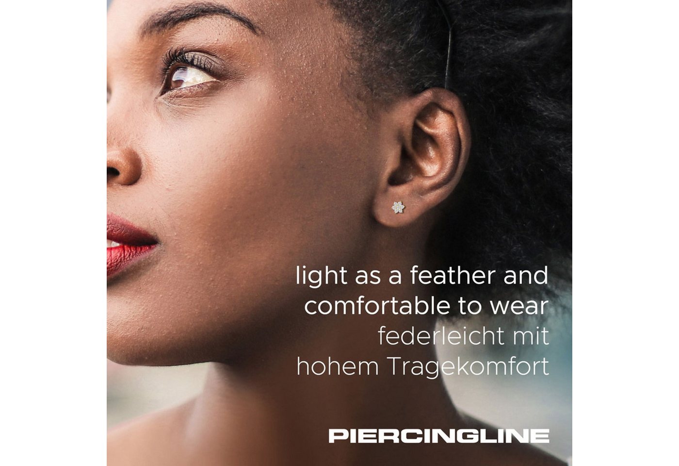 PIERCINGLINE Piercing-Set Titan Labret mit Innengewinde KRISTALLBLUME (Labrets, 1-tlg) – Bild 2 von 5