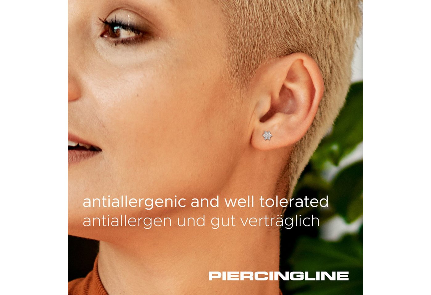 PIERCINGLINE Piercing-Set Titan Labret mit Innengewinde KRISTALLBLUME (Labrets, 1-tlg) – Bild 3 von 5