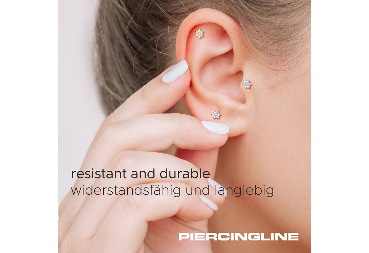 PIERCINGLINE Piercing-Set Titan Labret mit Innengewinde KRISTALLBLUME (Labrets, 1-tlg) – Bild 4 von 5