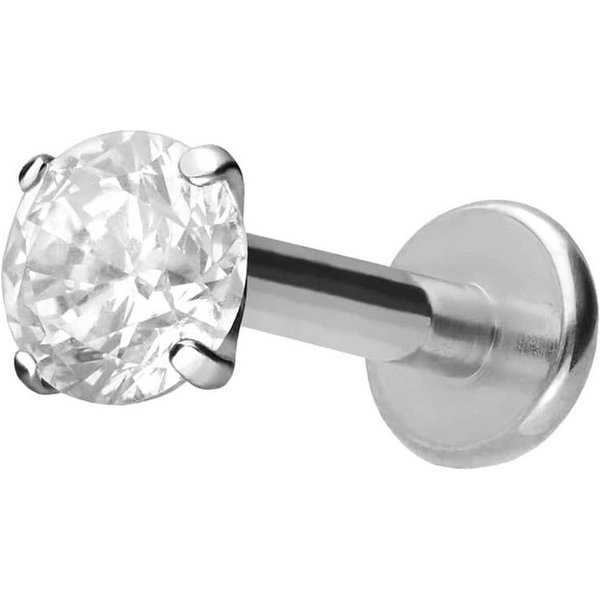 PIERCINGLINE Piercing-Set Titan Labret mit Innengewinde EINGEFASSTER KRISTALL