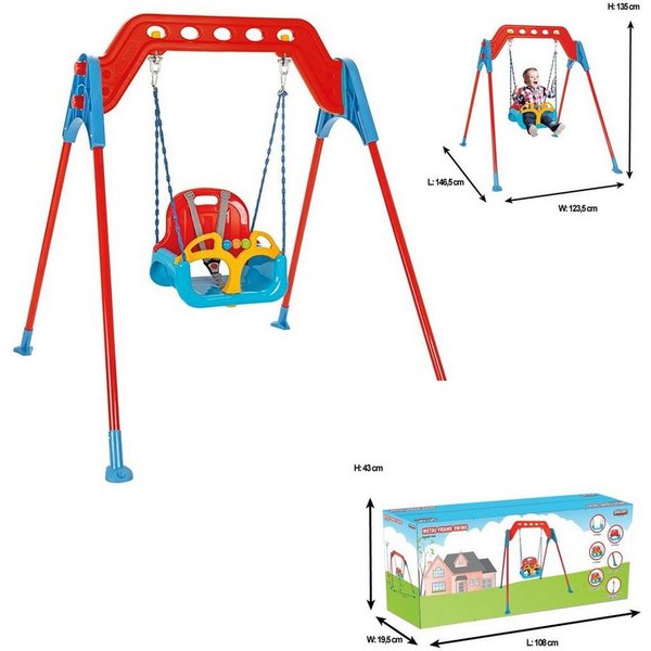 Pilsan Einzelschaukel Swing 07968, Metallrahmen, Rückenlehne, abnehmbarer Bügel, bis 100 kg, ab 12 Monate