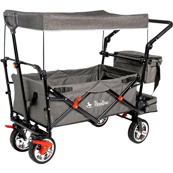 Pinolino® Bollerwagen AddPlus, BxTxH: 56x120x67 cm, mit Bremse, grau meliert