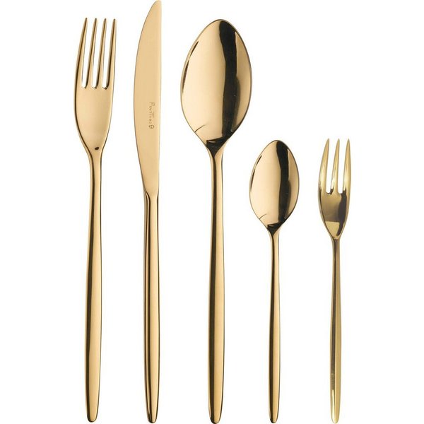 PINTINOX Besteck-Set Olivia Treasure (30-tlg), 6 Personen, Edelstahl 18/10, Optik Glänzend PVD Beschichtung