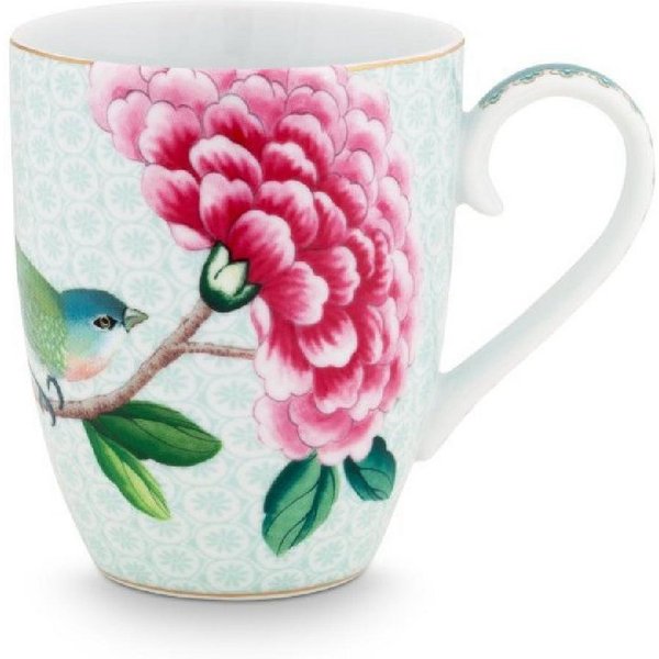PiP Studio Becher Blushing Birds Henkelbecher white 0,365l, Porzellan, Mug Large Blushing Birds White 365ml