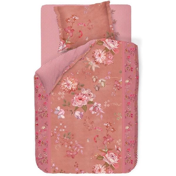 PiP Studio Bettwäsche Tokyo Bouquet Pink, Perkal, 2 teilig, Lilien, Dahlien, Punkte