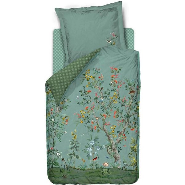 PiP Studio Bettwäsche Wild and Tree Blau, Perkal, 2 teilig, Bäume, Blüten, Sträucher, Vögel
