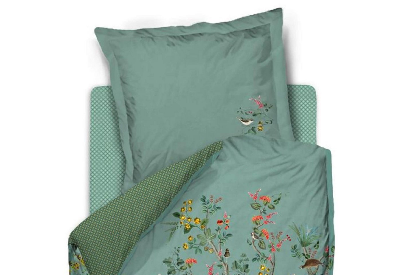 PiP Studio Bettwäsche Wild and Tree Blau, Perkal, 2 teilig, Bäume, Blüten, Sträucher, Vögel – Bild 2 von 5