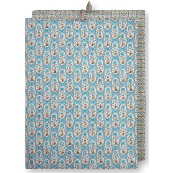 PiP Studio Geschirrtuch Blooming Tales Bustani-Pashmina Khaki-Blue Geschirrtuch 50x70cm 2St.
