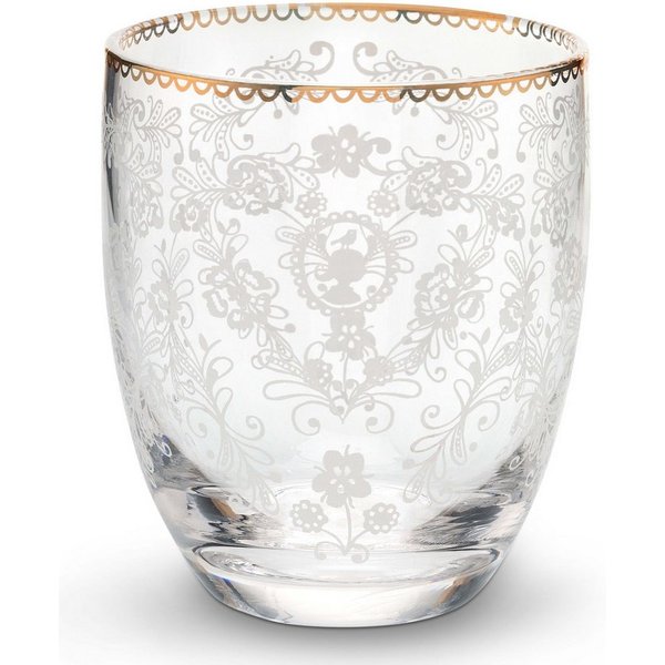 PiP Studio Glas Floral Clear Wasserglas 0,32l, Glas, Water Glass Floral 320ml