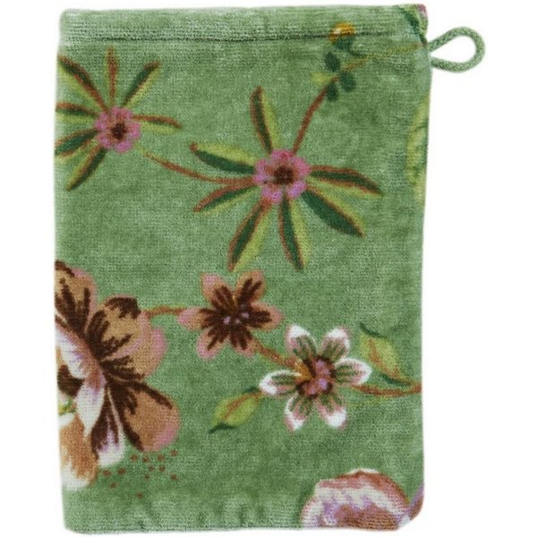 PiP Studio Waschhandschuh Secret Garden Waschhandschuh green 16x22cm (1 Stück), 100% Baumwolle (320896)