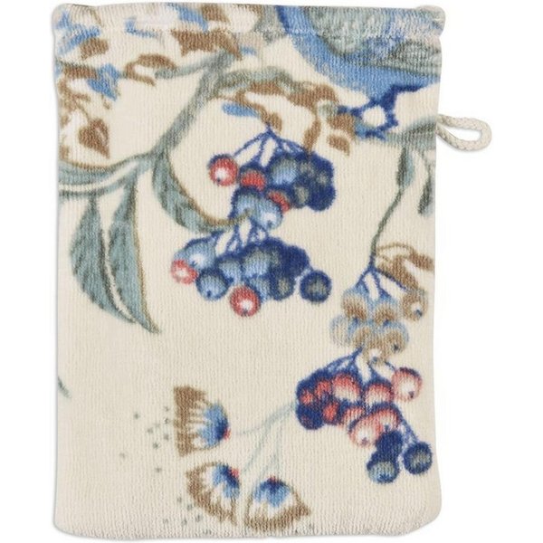PiP Studio Waschhandschuh Secret Garden Waschhandschuh whiteblue 16x22cm (1 Stück), 100% Baumwolle (325861)