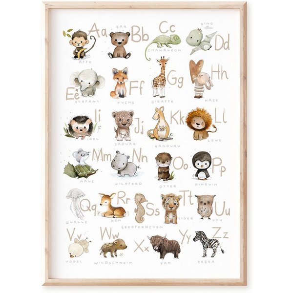 Pipapier Poster Kinderposter „ABC mit Groß- u. Kleinbuchstaben“, Buchstabenposter ABC, erhältlich in DIN A4, A3 und A2