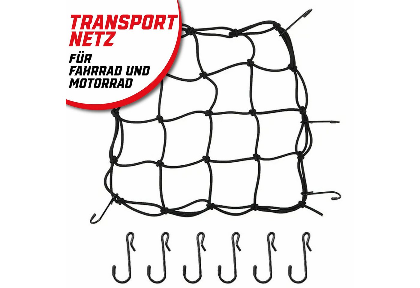 Pitlane Performance Anhängernetz Gepäcknetz Korbnetz Helmnetz, BxL: 0.25x0.25 m, (1-St), Flexibler Gummispanner & Helmnetz für sichere Ladungssicherung – Bild 2 von 5