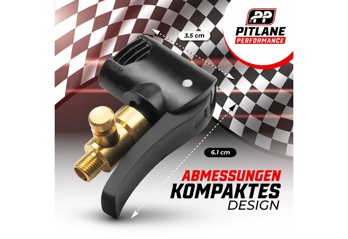 Pitlane Performance Luftpumpe Autoventil Hebelstecker aus Messing (Ventiladapter, Reifenfüller-Adapter, Hebelstecker für Schrader, Presta & Dunlop), 8-mm-Gewind – Bild 2 von 5