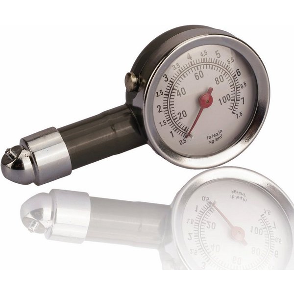 Pitlane Performance Ventilkappe Analoger Reifendruckprüfer, (Reifendruckprüfer, Analoger Reifendruckprüfer mit Manometer & Ablassventil, 0–7 Bar), Mit Druckabla