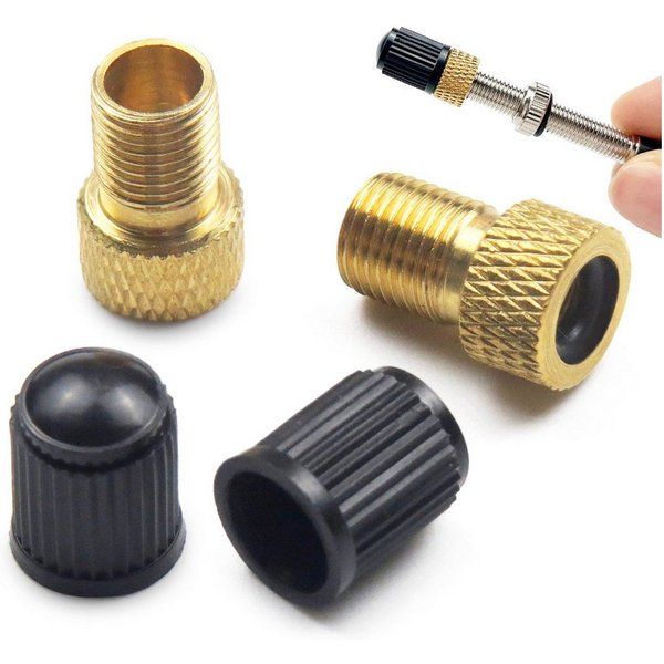 Pitlane Performance Ventilkappe Fahrradventil Adapter Set, (4-St., Fahrradzubehör, Luftpumpe Adapter Set), Adapter Französisches Ventil Dunlop & Presta auf Auto