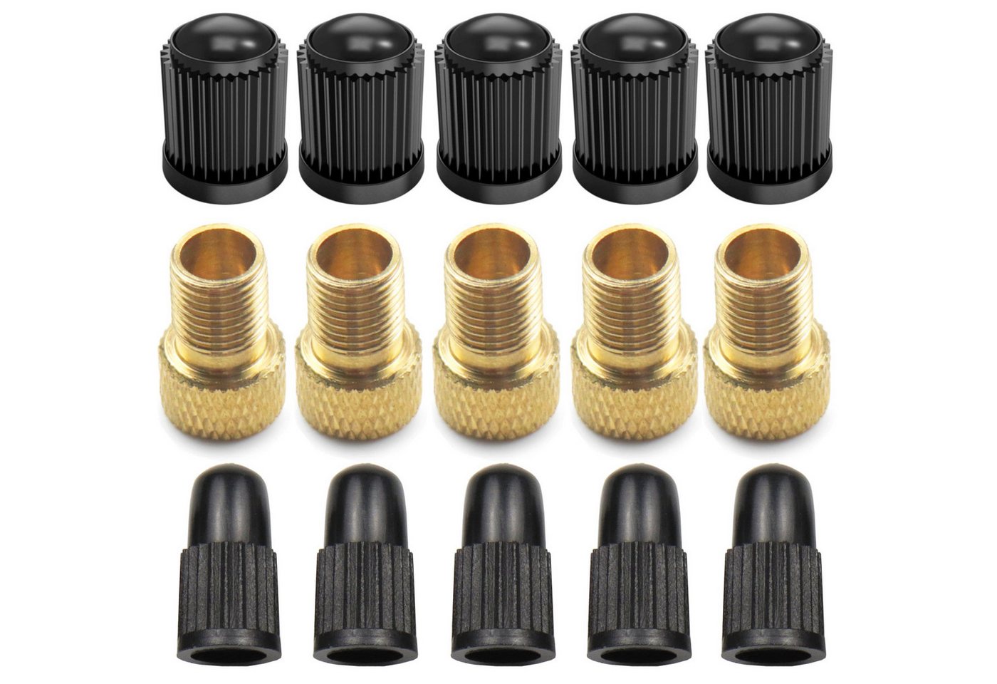 Pitlane Performance Ventilkappe Fahrradventil Adapter Set, (4-St., Fahrradzubehör, Luftpumpe Adapter Set), Adapter Französisches Ventil Dunlop & Presta auf Auto – Bild 2 von 5