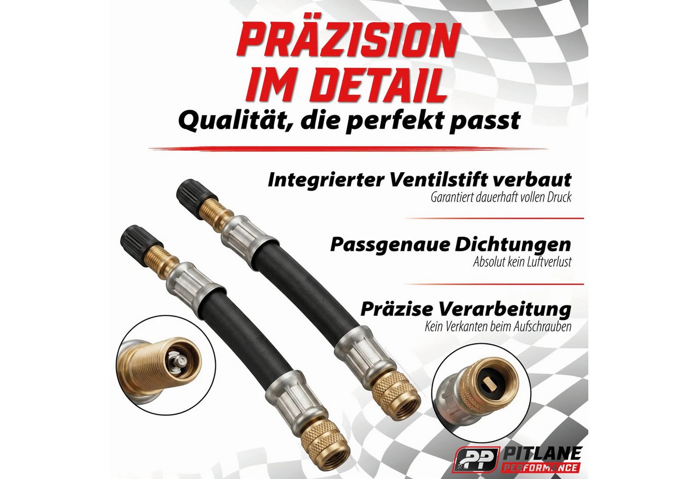 Pitlane Performance Ventilkappe Ventilverlängerung Autoventil, (Flexible Schrader Luftdruckventil Verlängerungen, 4-St., Ventilverlängerung für Autoventil), für – Bild 4 von 5