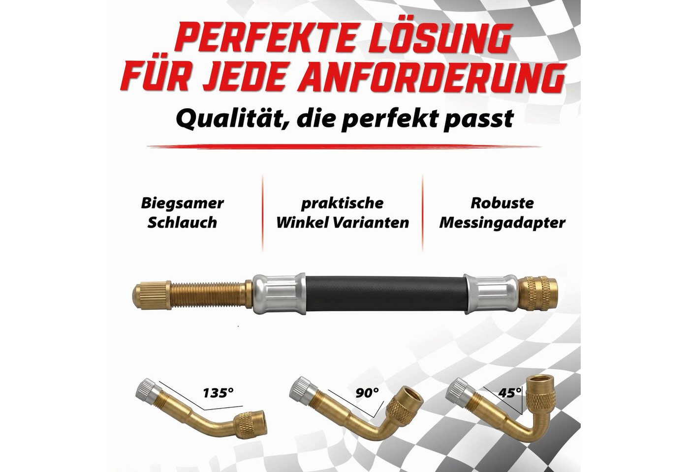 Pitlane Performance Ventilkappe Ventilverlängerung Autoventil, (Flexible Schrader Luftdruckventil Verlängerungen, 16-St., Ventilverlängerung für Autoventil), fü – Bild 5 von 5