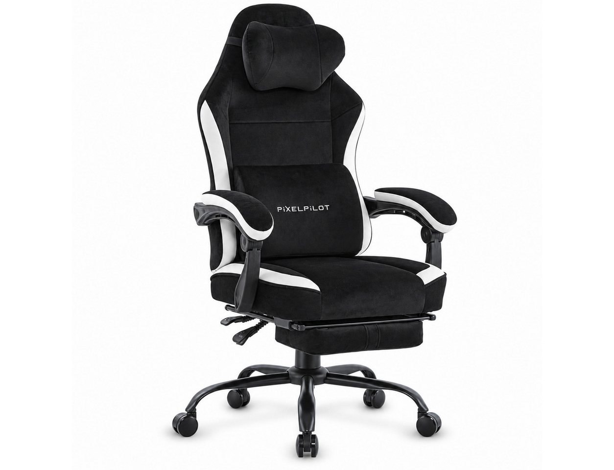 PixelPilot Gaming-Stuhl Ergonomischer Gaming-Stuhl, breite Sitzfläche, Fußstütze, bis 150 kg (Einzelartikel), Ergonomisch, atmungsaktiv, breite Sitzfläche, Rück – Bild 2 von 5