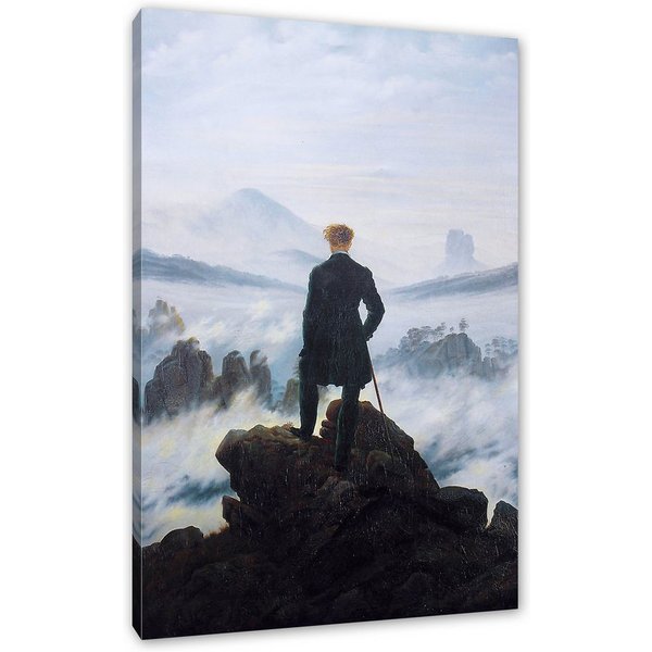 Pixxprint Leinwandbild Caspar David Friedrich - Wanderer über dem Nebelmeer, Caspar David Friedrich - Wanderer über dem Nebelmeer (1 St), Leinwandbild fertig be
