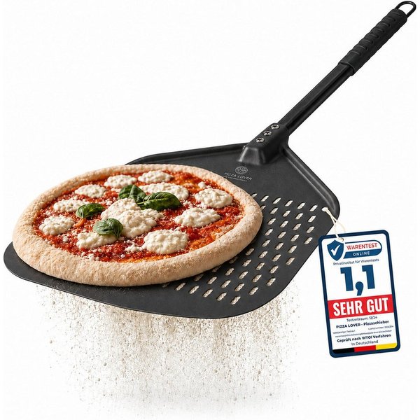 Pizza Lover Pizzaschieber Pizzaheber Harteloxierte perforierte 30x70 cm Aluminium Pizzaschaufel, Pizzaheber. Pizzaschieber 30x70 cm