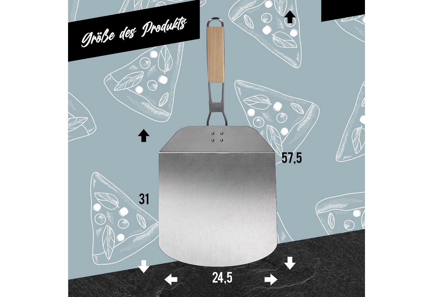 Dimono Pizzaschieber DIMONO Antihaft Pizzaschieber mit Holzgriff - Metall Pizzaheber, XXL – Bild 4 von 5