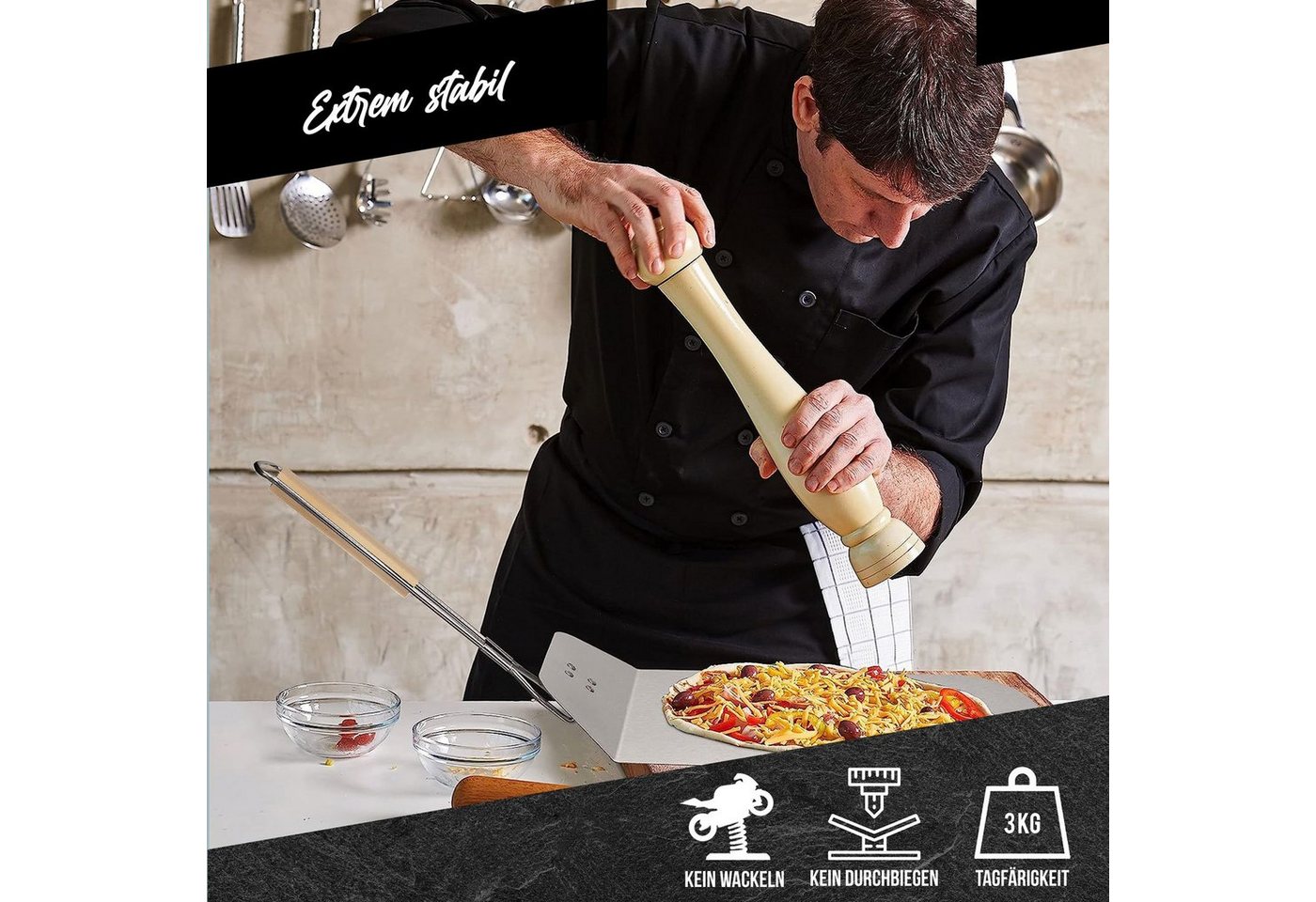 Dimono Pizzaschieber DIMONO Antihaft Pizzaschieber mit Holzgriff - Metall Pizzaheber, XXL – Bild 5 von 5