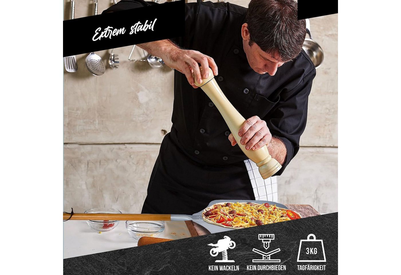 Dimono Pizzaschieber DIMONO Antihaft Pizzaschieber mit Holzgriff - Metall Pizzaheber, XXL – Bild 4 von 5