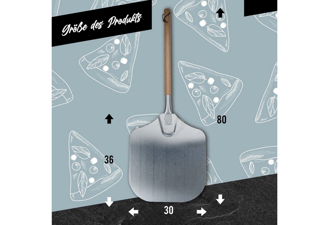 Dimono Pizzaschieber DIMONO Antihaft Pizzaschieber mit Holzgriff - Metall Pizzaheber, XXL – Bild 5 von 5